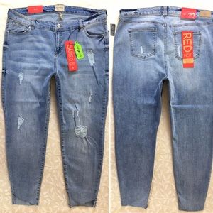 🆕Distressed Jeans Ankle Step Hem Skinny Raw